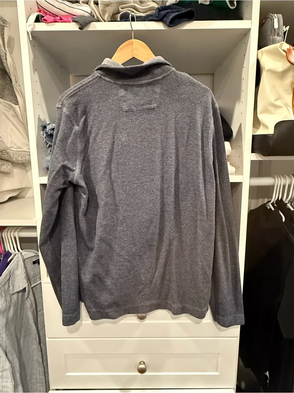 Banana Republic Men's Heathered Navy Quarter-Zip Pullover